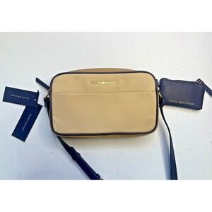 Tommy Hilfiger Anastasia Ii Camera Crossbody with Hangoff (Beige and Navy)